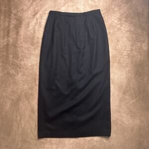 Vintage 90s Pursuits Ltd. Black Pencil Maxi Skirt Worsted Wool Academia Uniform